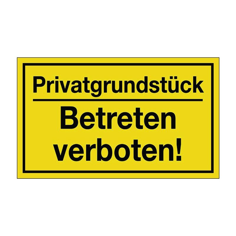 Hinweiszeichen Privatgrundstück/Betreten verboten L250xB150 mm gelb schwarz K