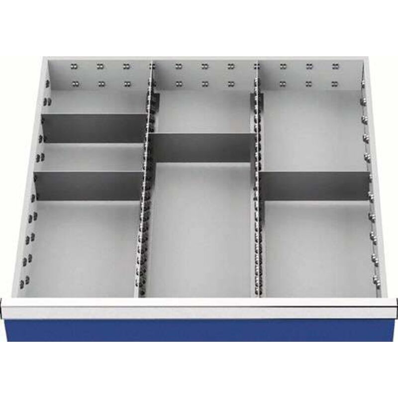 Matériel de compartimentage pour tiroir Hauteur du panneau 100-125 mm 2 séparateurs long./4 transversaux