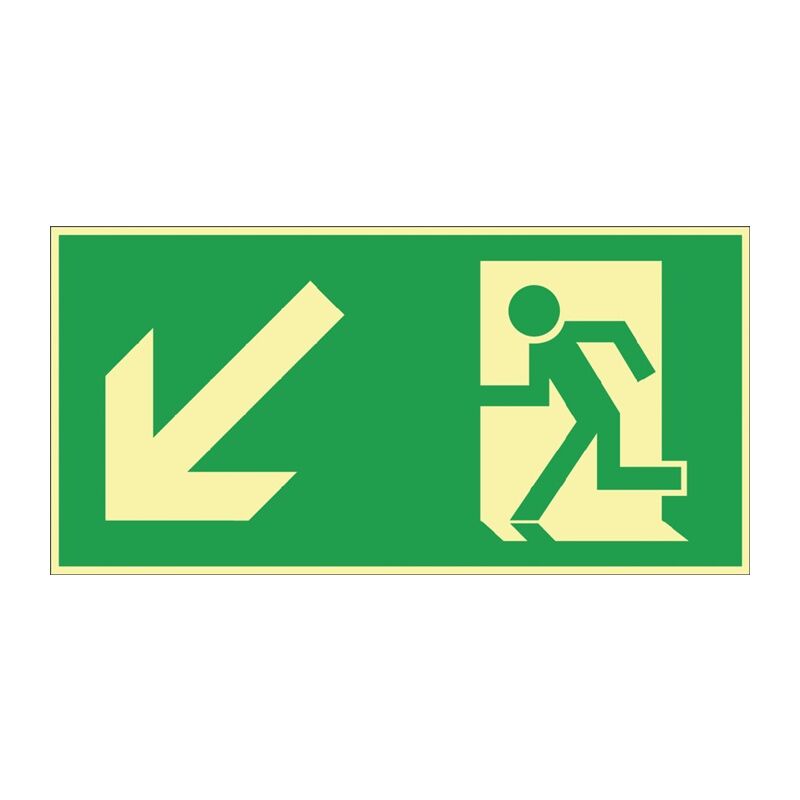 Rettungszeichen BGV A8 L297xB148mm Rettungsweg li.abwärts Ku.