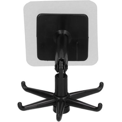 No Punch Unique Shape Hook Rotatable Storage Holder Wall Hanger for Home Bathroom(Black )