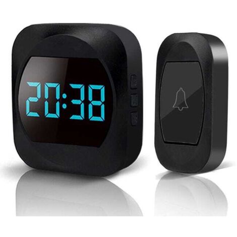 [No requiere pilas] Timbre inalámbrico con pantalla LED de temperatura, kit de timbre electrónico resistente al agua con receptor enchufable, 150 m