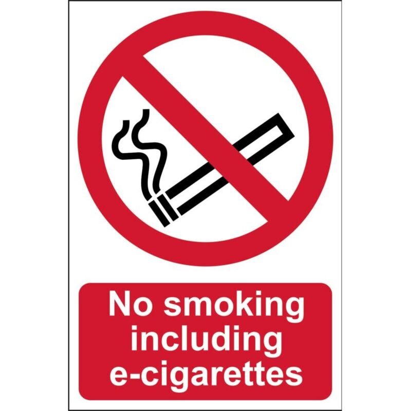 Sitesafe - no Smoking Including E-Cigarettes Rigid pvc Sign - 148 x 210mm