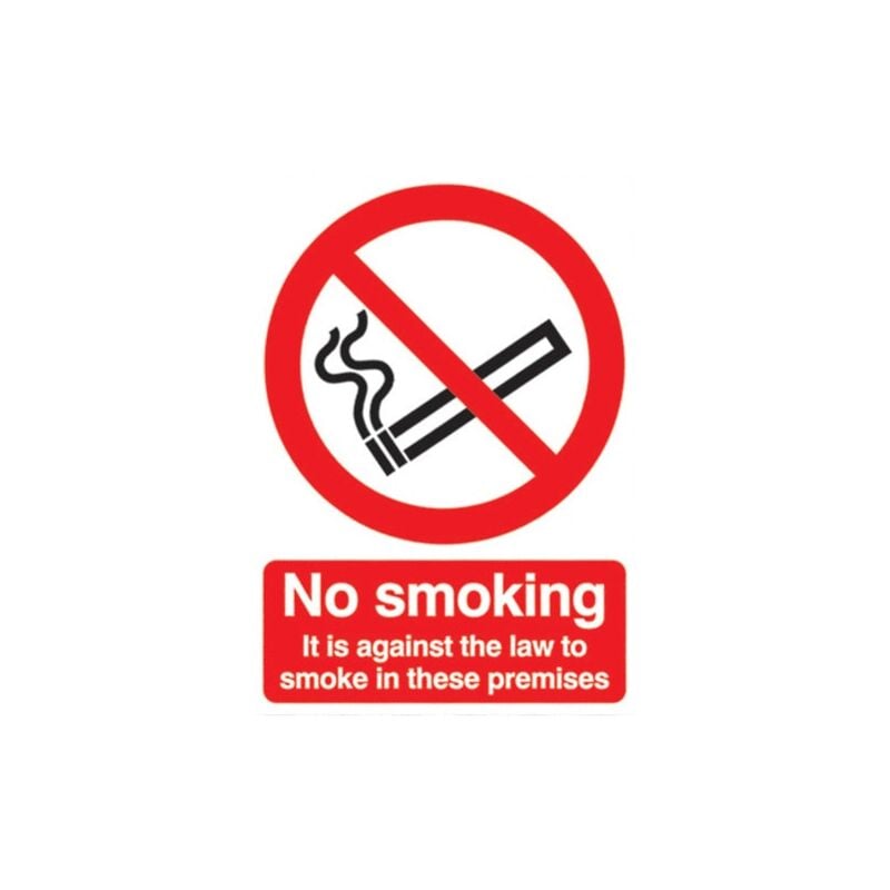 No Smoking It is Against The Law Rigid pvc Sign - 210 x 297mm - Sitesafe