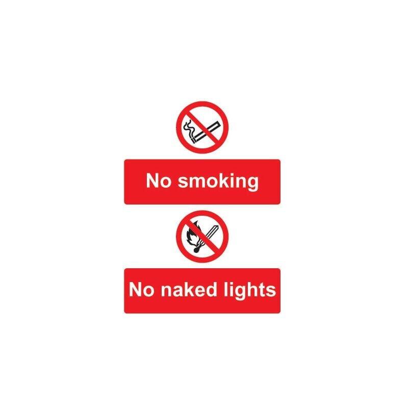 Sitesafe - no Smoking No Naked Lights Rigid pvc Sign - 300 x 400mm