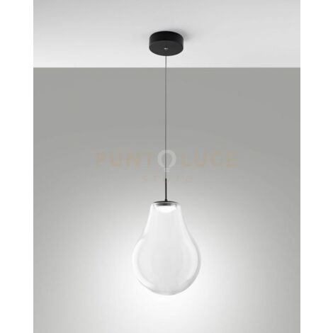 NOA SOSPENSIONE TRASPARENTE 1 LUCE IN VETRO ATTACCO LED CCT 14W - 1510 lm- 2700K - 3000K - 4000K DIMMERABILE