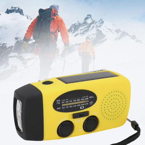 NOAA Tragbares AM/FM-Überlebensradio mit Powerbank, LED-Licht und Solarladegerät für Camping (Gelb)