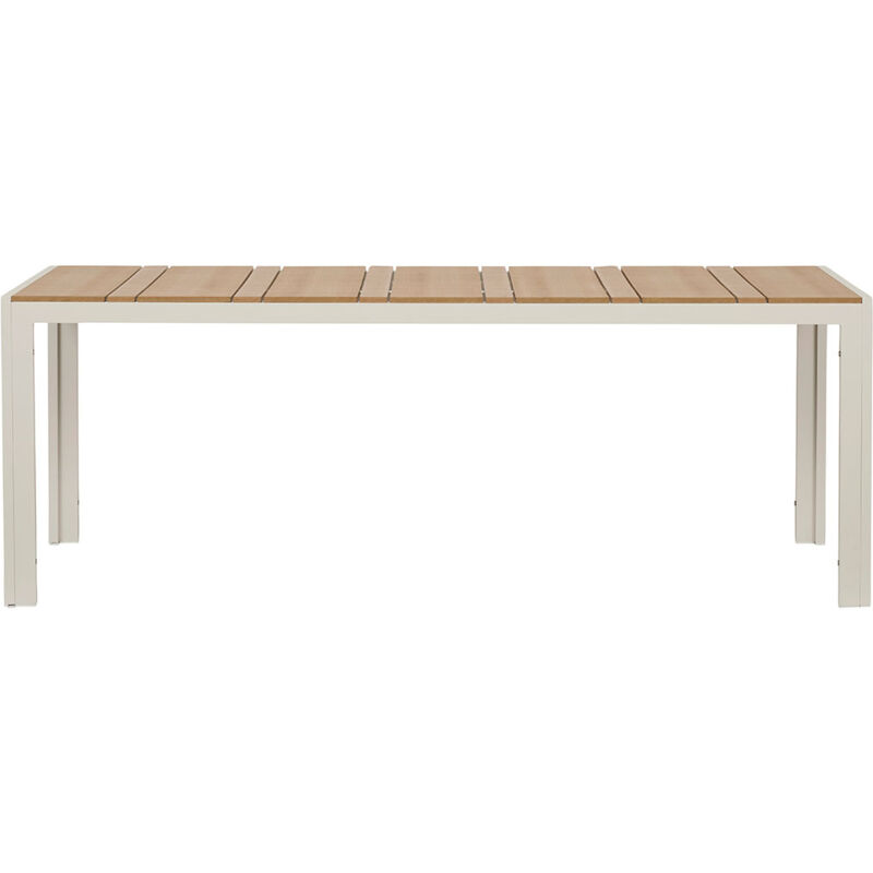 Noah table de jardin gris, décor teck.