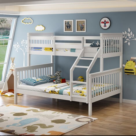 SLUMBERWORX NOAH WHITE WOODEN TRIPLE SLEEPER BUNK BED – SINGLE & DOUBLE