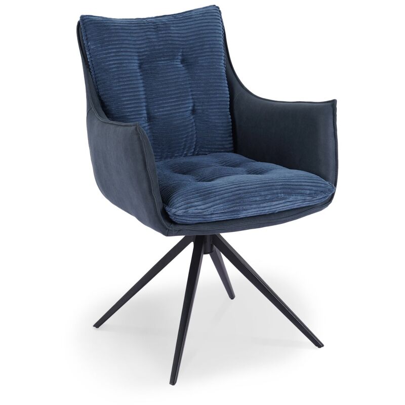 Deco In Paris - Chaise pivotante avec accoudoirs en velours bleu noalie Deco In Paris - Chaise pivotante avec accoudoirs en velours bleu noalie