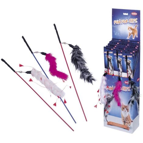 Nobby Katzenangel mit Plüschspielzeug weiß/pink/grau Katzenspielzeug