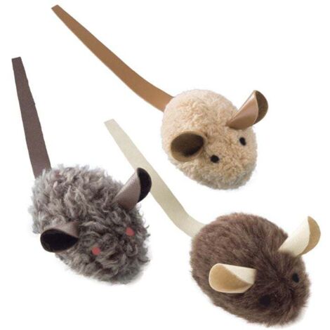 Nobby Katzenspielzeug Plüschmaus mit Lederschwanz 6 cm - 3 Stk. Mäuse & Fellspielzeug
