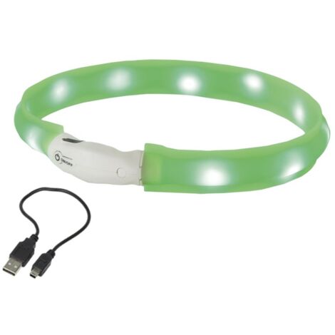 Nobby LED Leuchthalsband Visible breit grün für Hunde mit längerem Fell Hundehalsbänder