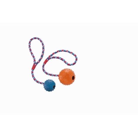 Nobby Vollgummi Ball mit Glocke und Seil 5 cm Hundespielzeug