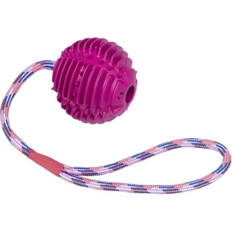 Nobby Vollgummi Ball mit Seil lila Ball 7,5 cm Seil 30 cm Ball