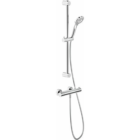 Nobili – Colonne de douche thermostatique murale – Finition chromée – Pomme haute 97mm – 3 jets – Flexible 150cm – Blocage sécurité 38°C