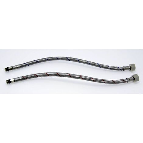 Nobili – Lot de 2 flexibles inox 450 mm – Raccord M10x1-G3/8 – Tressé pour installation rapide – Pour robinetterie eau