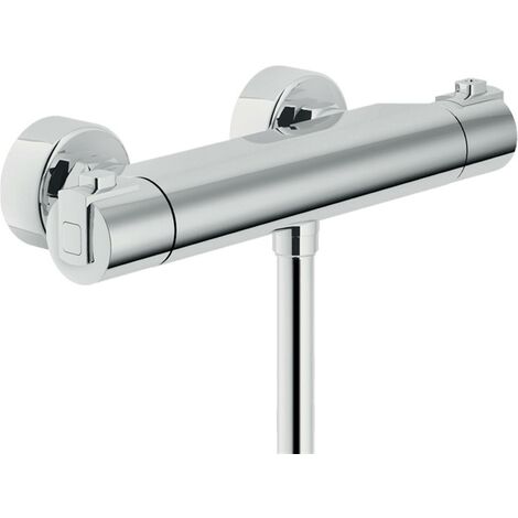 Nobili – Mitigeur thermostatique de douche mural – Finition chromée en laiton – Blocage de sécurité à 38° – Limiteur de débit réglable
