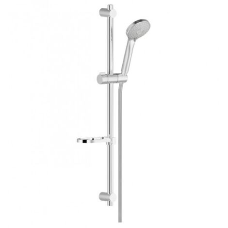 Nobili – Tige murale pour douche en laiton chromé – Douchette 3 jets – Support coulissant orientable – Fixation réglable pour surfaces variées