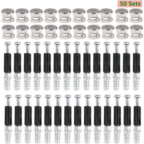Nockenbeschläge, 50 Paar, Möbel-, Schrank- und Plattenverbindungen, Ø 15 mm, unsichtbare Küchenmöbel-Verbindung, Schrank, Holzschrank, 40 mm