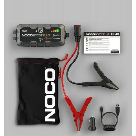 NOCO Boost Plus GB40, Arrancador de Batería de Coche 1000A, Booster de Bateria Portátil y Cables de Arranque Profesionales para Motores de Gasolina de hasta 6,0 litros y Diésel de 3,0 litros