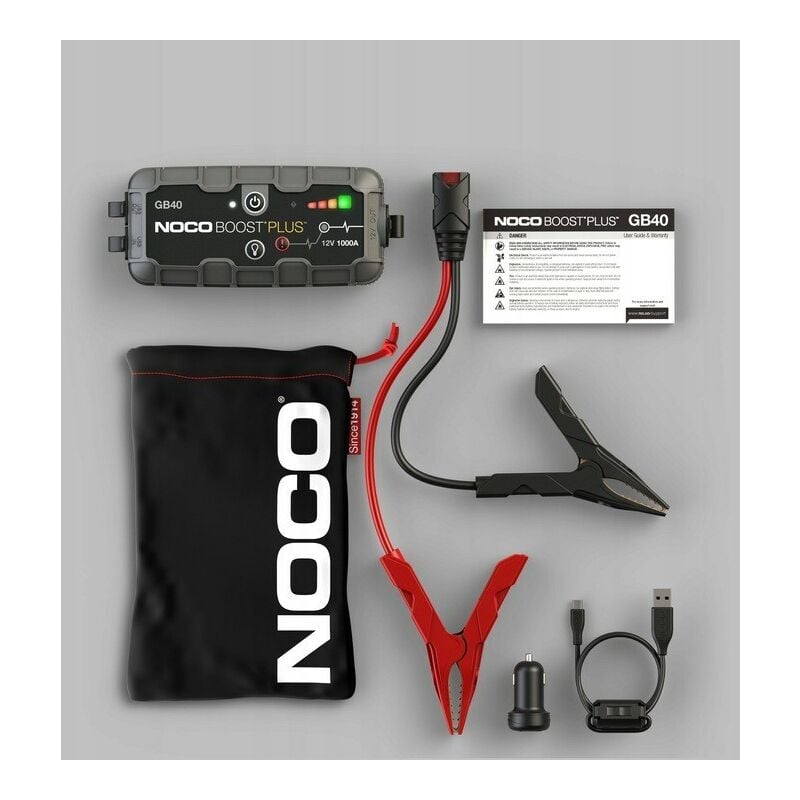 Image of NOCO Boost Plus GB40, avviatore di batterie UltraSafe 1000A 12V, caricabatterie professionale e cavi di avviamento per auto per motori a benzina fino
