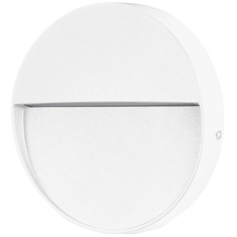 Nod Round Foco LED Exterior IP65 de Superficie para Pared. Lámpara de Pared para Señalizar Caminos . Escaleras y Rodapiés. LED 2.6W Blanco Cálido 3000K. Color Blanco