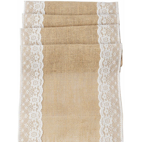 Noël Chemin de Table Toile de Jute et Dentelle pour Mariage Festival Fête Décorations 30 x 275CM