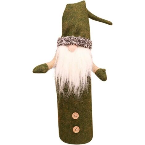 Noël Elfe Couverture de Bouteille de Vin Vieil Homme Rouge Gris Fait à la Main Suédois Gnome Sac Mini Tomte Chapeau Maison Vacances Décoration Pendaison de Crémaillère Cadeaux de Mariage