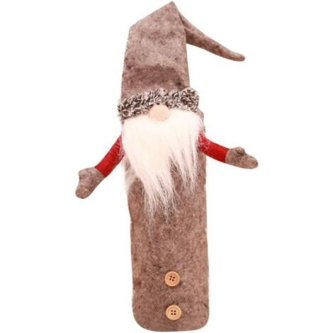 Noël Elfe Couverture de Bouteille de Vin Vieil Homme Rouge Gris Fait à la Main Suédois Gnome Sac Mini Tomte Chapeau Maison Vacances Décoration Pendaison de Crémaillère Cadeaux de Mariage