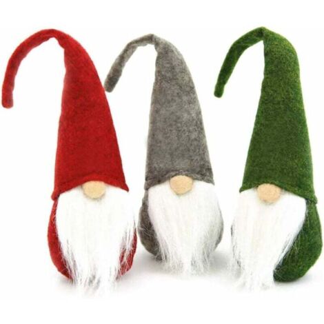 Noël GNOME Décorations De Noël, 3 Poupée De Noël Fait Main sans Visage, Fabrication Artisanale pour Décoration de Noel et Décoration de Table - Elfe de Noel pour Cheminée, Déco, Cadeaux, Enfants, Enso