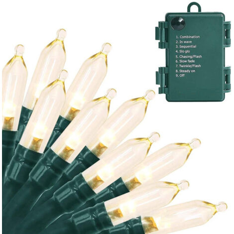 Noël Guirlande Lumineuse, 5M 50 LED Décoration de Noël Guirlande Lumineuse à Piles 8 Modes Étanche Lumières, Décoration Noël pour Exterieure Interieur Sapin de Noël Jardin Fête(Blanc Chaud)