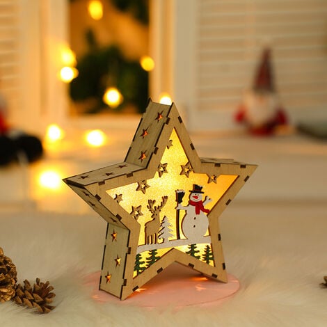 Décoration de Noël en bois coeur + étoile H18cm BOIS