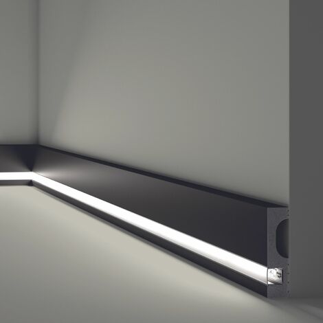 AUTRES Sockelleiste NMC IL10 BLACK WALLSTYL Noel Marquet Zierleiste Stuckleiste Indirekte Beleuchtung bereits lackiert Modernes Design schwarz 2 m