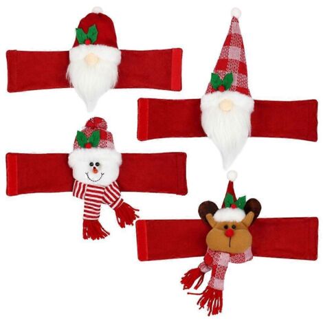Noël Peluche Tissu Crochets Rideaux Père Noël Bonhomme de Neige Élan Attaches Rideau