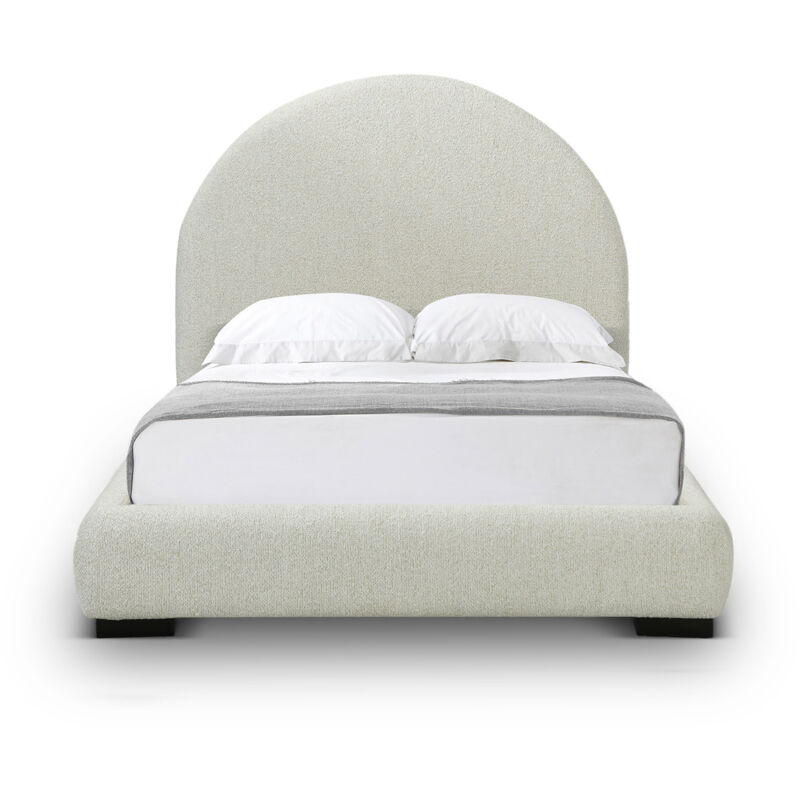 Mobilier Deco - noelie - Lit double design effet peau de mouton blanc écru 180x200 cm