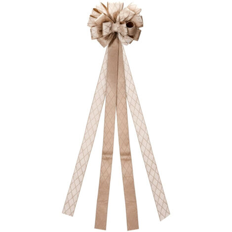 Nœud décoratif pour sapin de Noël, beige, 130 x 33 cm