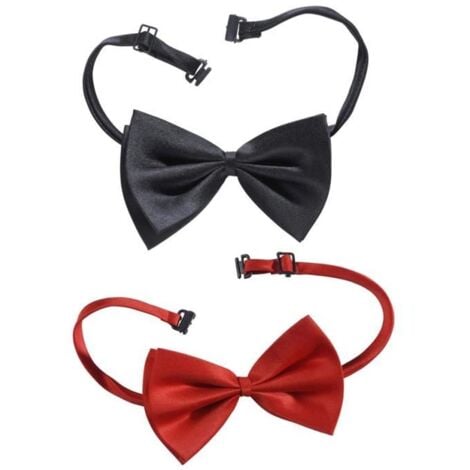 WOTEENORE Noeud Papillon pour Chien - Adjustable - Vin Rouge et Noir - Taille Ajustable - 2pcs - Confortable