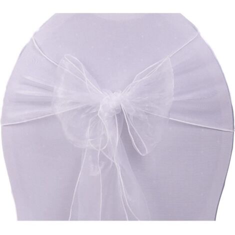 Nœuds de chaise en organza blanc - 10 pièces - Décoration de mariage - Housses de chaises