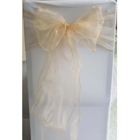 Noeuds de chaise - Organza - Doré clair - 18 cm de largeur - 275 cm de longueur - Lot de 50 pcs