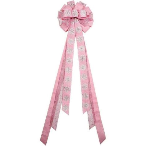 Nœuds en forme de flocons de neige pour sapin de Noël, 33 x 113 cm, nœuds en toile de jute, décoration de fête de Noël pour intérieur et extérieur, dîner de Noël, cheminée