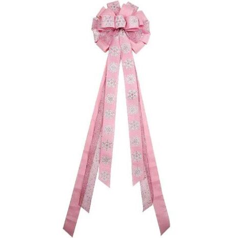 Nœuds en forme de flocons de neige pour sapin de Noël, 33 x 113 cm, nœuds en toile de jute, décoration de fête de Noël pour intérieur et extérieur, dîner de Noël, cheminée