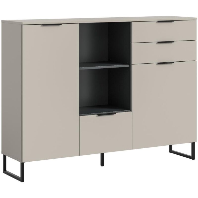 Ebuy24 Noida Sideboard 2 Türen, 1 Klappentür, 2 Schubladen, 2 Regale Kaschmir Dekor.
