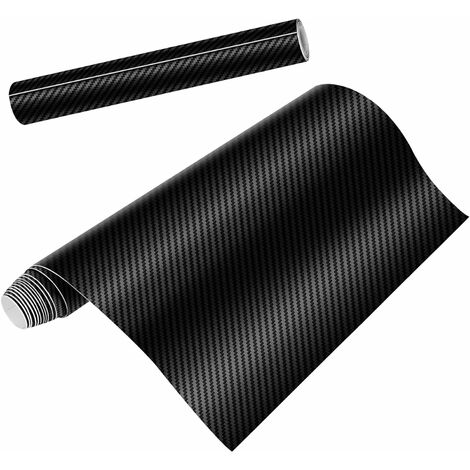 Noir - 1 pièce Film vinyle 3D en fibre de carbone 1.52m x 0.3m par rouleau pour voitures, ordinateurs, smartphones, motos, carrosseries de voitures