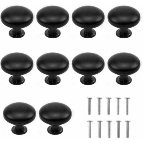 Noir - 10 pcs poignées de tiroir, noir mat, poignées de meuble, poignées de tiroir, poignées d'armoire, ensemble de poignées de tiroir, poignées de meuble avec dôme, poignées 30mm