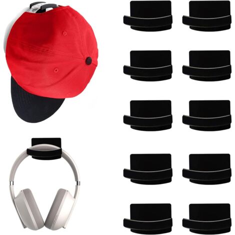 Noir - 10 porte-chapeaux, suspension murale de casquettes de baseball, porte-chapeau collé, porte-serviette pour chapeau, organisateur de porte, pièce