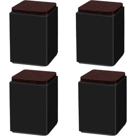 (Noir 10cm) 4PCS pieds de support de meuble, booster en acier carbone auto-adhésif, carré 6x6cm, pour canapé, lit, meuble TV, booster de meuble, hauteur 5cm/10cm, noir/blanc/marron