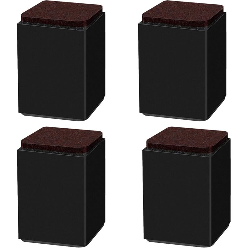 Noir 10cm) 4PCS pieds de support de meuble, booster en acier carbone auto-adhésif, carré 6x6cm, pour canapé, lit, meuble tv, booster de meuble,