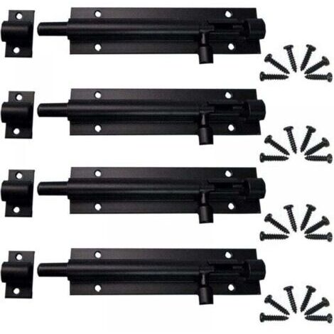 (Noir 11.3cm) Boulon à Glissière 4 Pièces Loquet de Portail Exterieur, Loquet Porte, Verrou à pêne à glissière, Targette en Acier Pour PorteJardin, Porte de Salle de Bain, Porte en Bois