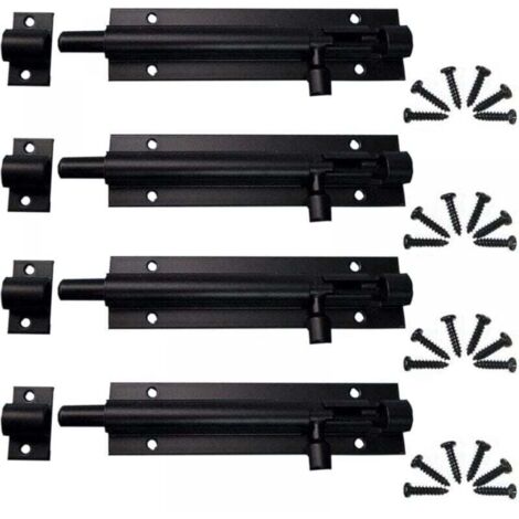 (Noir 11.3cm) Boulon à Glissière 4 Pièces Loquet de Portail Exterieur, Loquet Porte, Verrou à pêne à glissière, Targette en Acier Pour PorteJardin, Porte de Salle de Bain, Porte en Bois