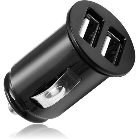 Noir 12W/2.4A Double Chargeur USB Voiture 2 Ports Chargeur Allume Cigare USB Chargeur Voiture Double Port Pratique Et Compact pour Voitures Iphone 15/14/13/12 Samsung Ipad Air Huawei(12V/ 24V)